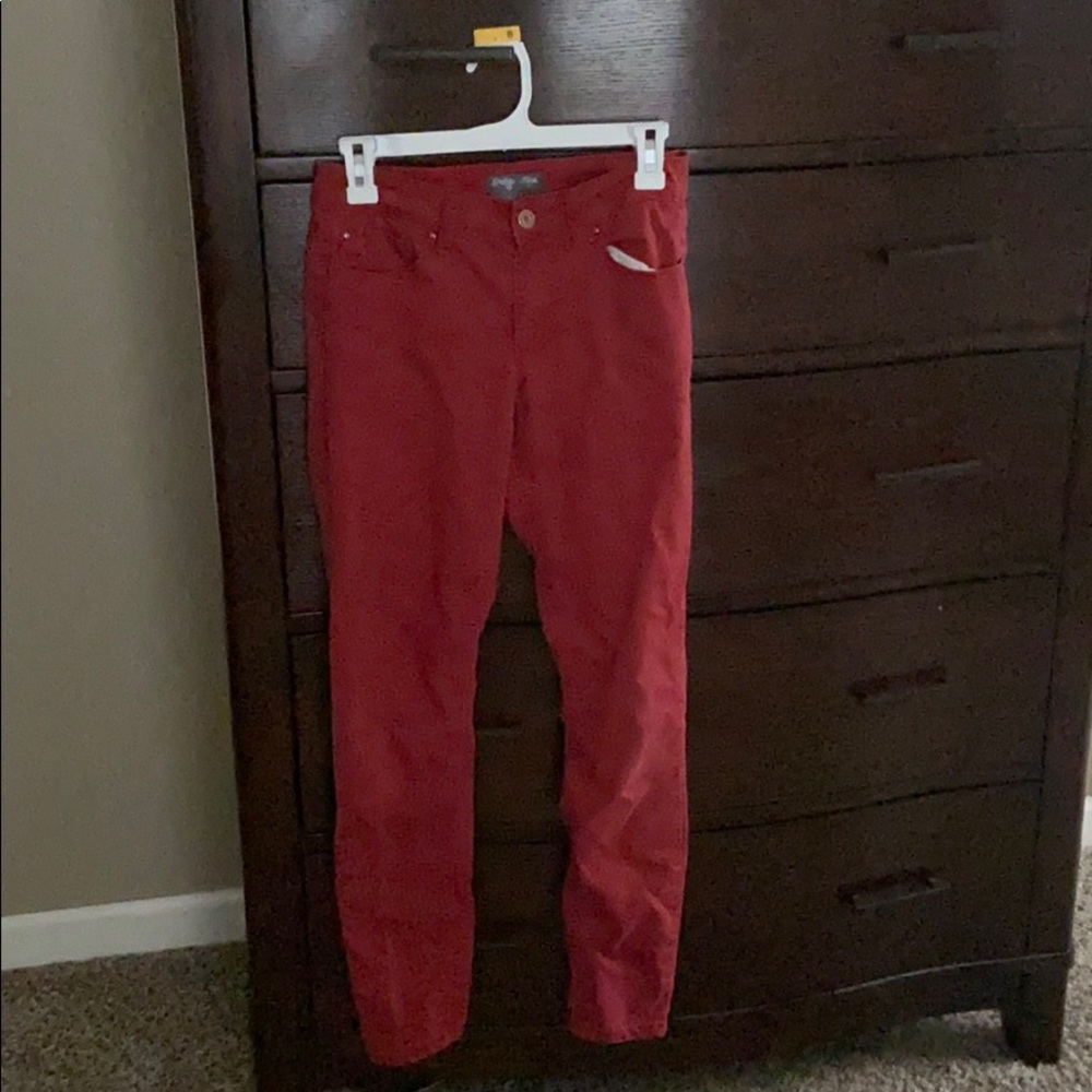 Red jeans.